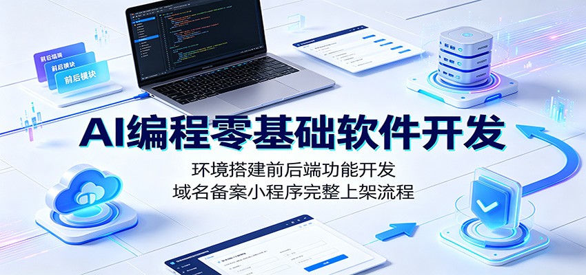 AI编程零基础软件开发：环境搭建前后端功能开发，域名备案小程序完整上架流程-沧海聊项目