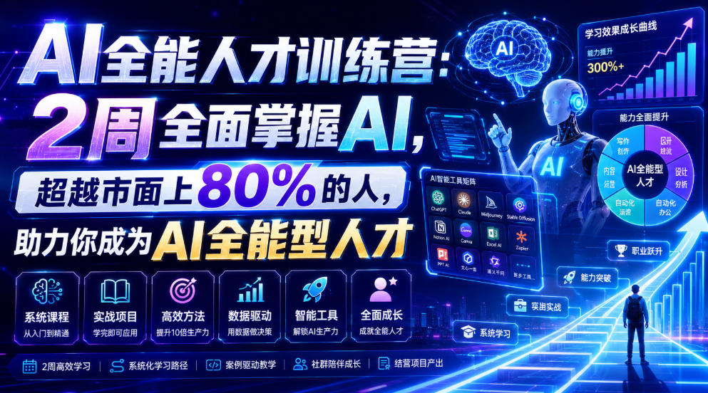 AI全能人才训练营：2周全面掌握AI，超越市面上80%的人，助力你成为AI全能型人才-沧海聊项目