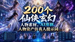200个仙侠玄幻人物素材，AI漫剧人物资产仿真人提示词-沧海聊项目