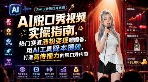 AI脱口秀视频实操指南，热门赛道涨粉变现嘎嘎香，用AI工具降本提效，打造高传播力的脱口秀内容-沧海聊项目