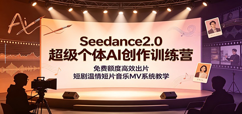 Seedance2.0超级个体AI创作训练营：免费额度高效出片，短剧温情短片音乐MV系统教学-沧海聊项目