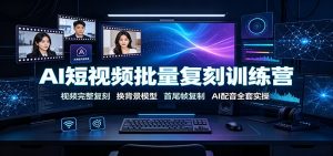 AI短视频批量复刻训练营：视频完整复刻，换背景模型、首尾帧复制、AI配音全套实操-沧海聊项目