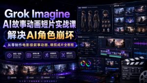Grok Imagine AI故事动画短片实战课｜解决AI角色崩坏，从零制作电影级叙事动画、精剪成片全教程(中英字幕)-沧海聊项目