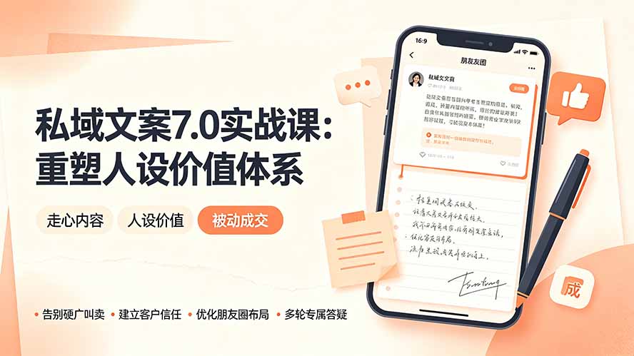 私域文案实战课7.0：重塑人设价值体系｜-告别硬广推销×走心内容×自我价值塑造，实现被动成交-沧海聊项目