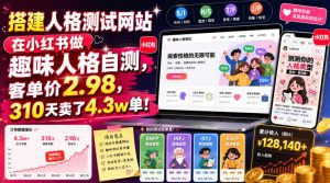 搭建人格测试网站在小红书做趣味人格自测，客单价2.98，310天卖了4.3w单！-沧海聊项目