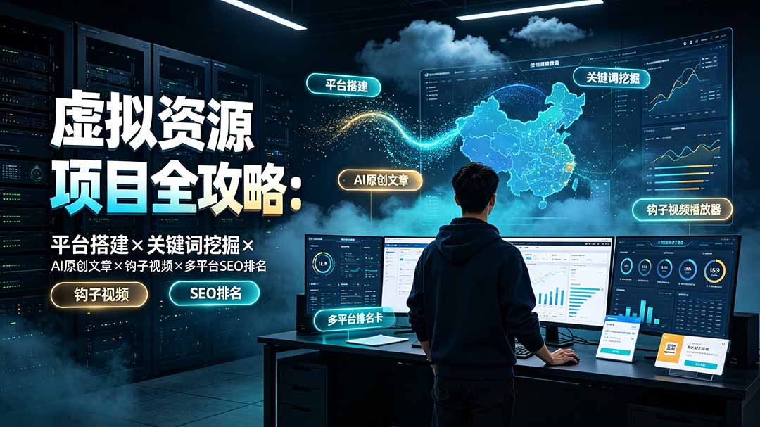 虚拟资源项目全攻略：平台搭建×关键词挖掘×AI原创文章×钩子视频×多平台SEO排名-沧海聊项目