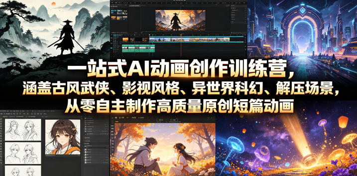 一站式AI动画创作训练营，涵盖古风武侠、影视风格、异世界科幻、解压场景，从零自主制作高质量原创短篇动画(更新)-沧海聊项目