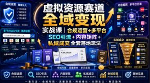 虚拟资源赛道全域变现实战课｜合规运营+多平台SEO引流+内容矩阵+私域成交全套落地玩法-沧海聊项目