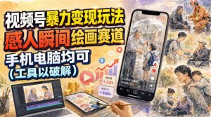视频号暴力变现玩法，感人瞬间绘画赛道，手机电脑均可-沧海聊项目