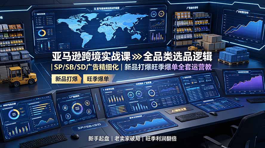 亚马逊跨境实战课：全品类选品逻辑｜SP/SB/SD广告精细化｜新品打爆旺季爆单全套运营教程-沧海聊项目