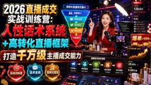 2026直播成交实战训练营：人性话术系统+高转化直播框架，打造千万级主播成交能力-沧海聊项目