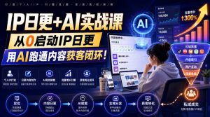 IP日更+AI实战课，从0启动IP日更，IP置顶视频制作+100条选题库搭建+10条日更规划，用AI跑通内容获客闭环!-沧海聊项目