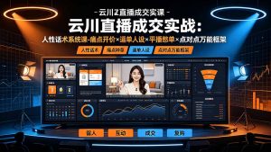 云川直播成交实战：人性话术系统课-痛点种草×塑品开价×逼单人设×平播憋单×点对点万能框架-沧海聊项目