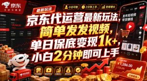 京东代运营最新玩法，简单发发视频，单日保底变现1k+，小白2分钟即可上手【揭秘】-沧海聊项目