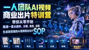 一人团队AI视频商业出片实战课：带你从零开始跑通一套从剧本、分镜、角色、运镜、生成到剪辑的AI视频商业出片SOP-沧海聊项目