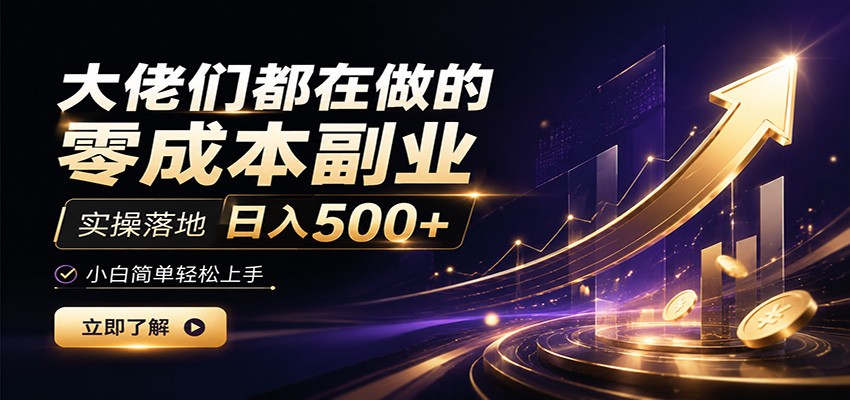 大佬们都在做的零成本副业，实操落地日入500+，小白一秒上手-沧海聊项目