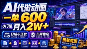 AI代做动画，一单600，0门槛月入2W+，日结不压款，长期稳定【揭秘】-沧海聊项目