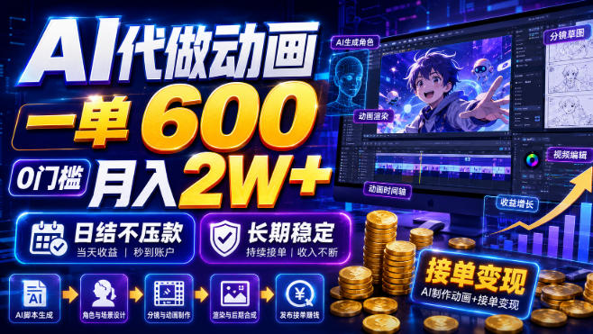 AI代做动画，一单600，0门槛月入2W+，日结不压款，长期稳定【揭秘】-沧海聊项目