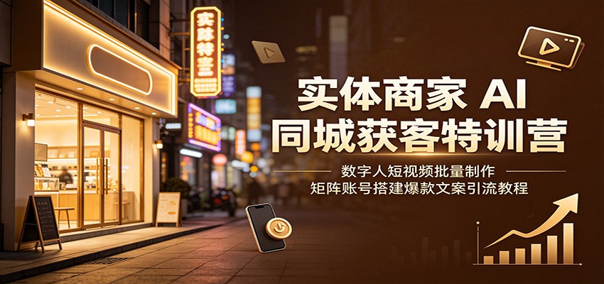 实体商家AI同城获客特训营：数字人短视频批量制作，矩阵账号搭建爆款文案引流教程-沧海聊项目