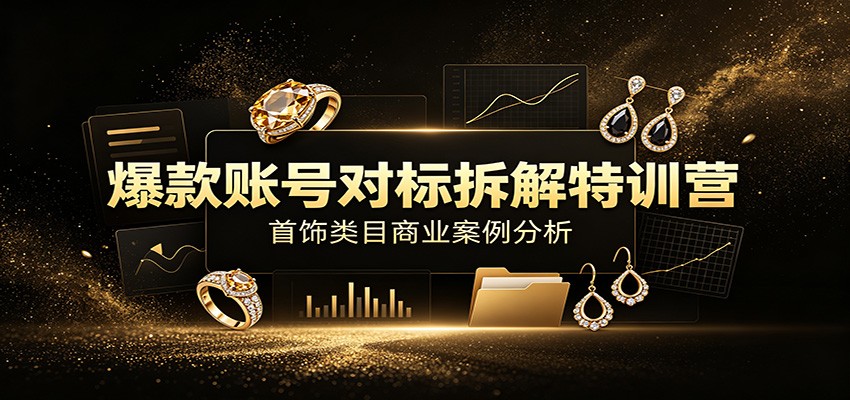 爆款账号对标拆解特训营：首饰类目商业案例分析，配套完整资料内容-沧海聊项目