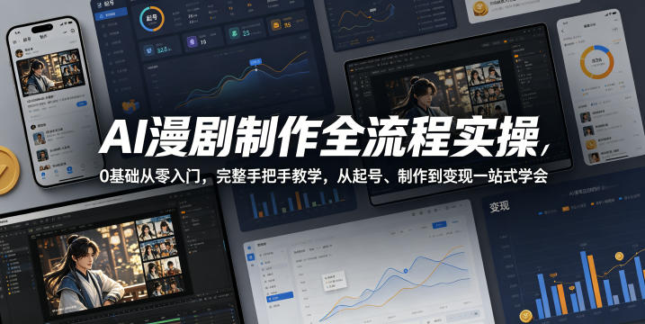 AI漫剧制作全流程实操，0基础从零入门，完整手把手教学，从起号、制作到变现一站式学会(更新)-沧海聊项目