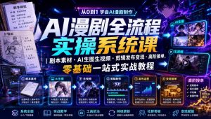 AI漫剧全流程实操系统课｜剧本素材・AI生图生视频・剪辑发布变现・高阶接单，零基础一站式实战教程-沧海聊项目