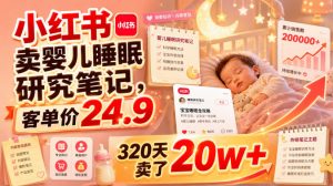小红书卖婴儿睡眠研究笔记，客单价24.9，320天卖了20w+-沧海聊项目