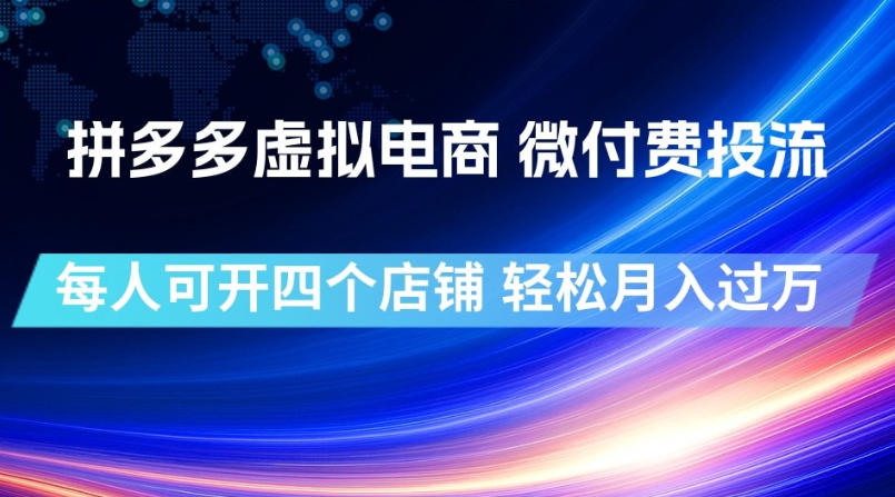 拼多多虚拟电商，微付费投流玩法，每人可开四个店，轻松月入过1W【揭秘】-沧海聊项目