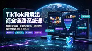 TikTok跨境出海全链路系统课-2026年7月：AI自动化内容｜批量矩阵起号｜蓝海选品回款全链路出海实操课程-沧海聊项目