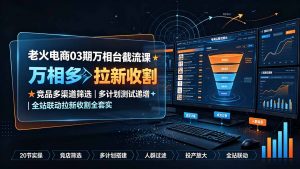 老火电商03期万相台截流课：竞品多渠道筛选｜多计划测试递增｜全站联动拉新收割全套实操教学-沧海聊项目