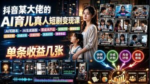 AI育儿真人短剧变现课：AI写剧本×AI生成画面×零成本产出×伙伴计划×分成计划×光合计划×商单收徒-沧海聊项目