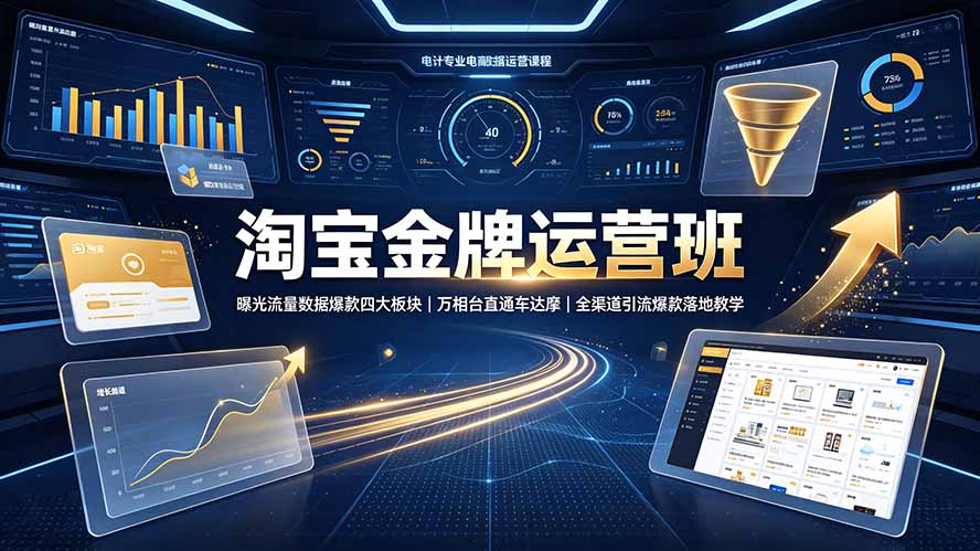 淘宝金牌运营班-7月：曝光流量数据爆款四大板块｜万相台直通车达摩｜全渠道引流爆款落地教学-沧海聊项目