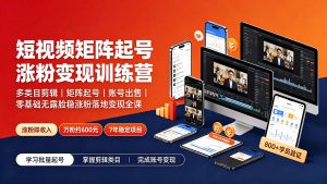 短视频矩阵起号涨粉变现训练营｜多类目剪辑·矩阵起号·账号出售，0基础无露脸稳涨粉落地变现全课-更新-沧海聊项目