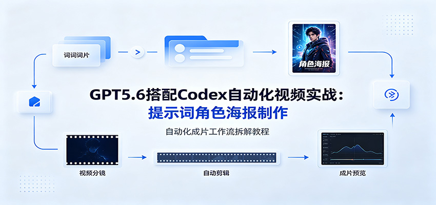 GPT5.6搭配Codex自动化视频实战：提示词角色海报制作，自动化成片工作流拆解教程-沧海聊项目