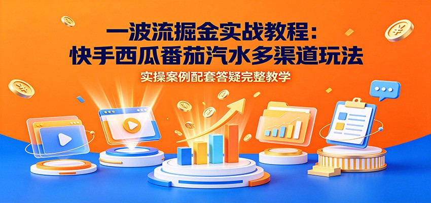 一波流掘金实战教程：快手西瓜番茄汽水多渠道玩法，实操案例配套答疑完整教学-沧海聊项目