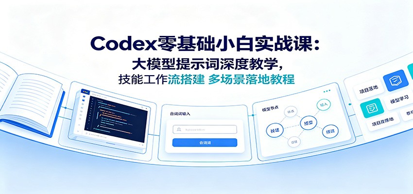 Codex零基础小白实战课：大模型提示词深度教学，技能工作流搭建多场景落地教程-沧海聊项目