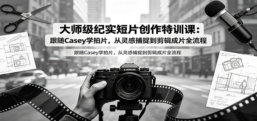 大师级纪实短片创作特训课：跟随Casey学拍片，从灵感捕捉到剪辑成片全流程-沧海聊项目