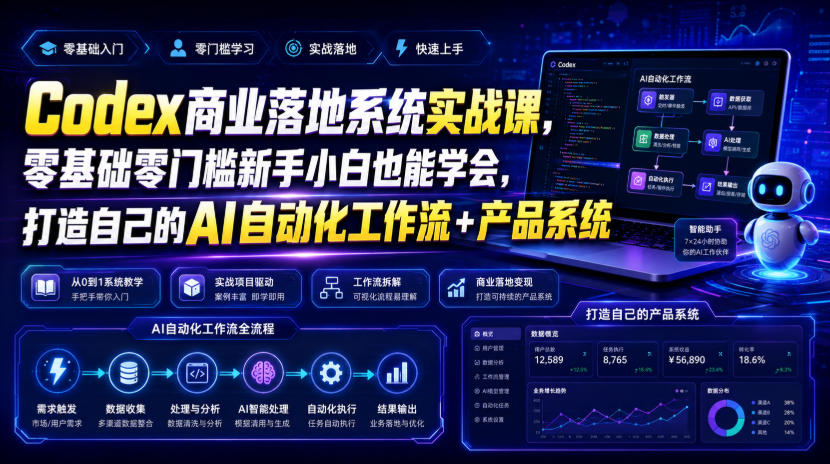 Codex商业落地系统实战课，零基础零门槛新手小白也能学会，打造自己的AI自动化工作流+产品系统-沧海聊项目