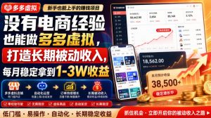 没有电商经验也能做多多虚拟，打造长期被动收入，每月稳定拿到1-3W收益【揭秘】-沧海聊项目