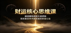 财运核心思维课：通透赚钱底层大道逻辑，告别盲目学术被收割的财富心法-沧海聊项目