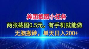 美团截图小任务，两张截图0.5元，有手机就能做，单天日入200+【揭秘】-沧海聊项目