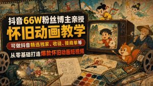 抖音66W粉丝博主亲授怀旧动画教学，可做抖音精选独家、收徒、接商单等，从零基础打造爆款怀旧动画短视频-沧海聊项目