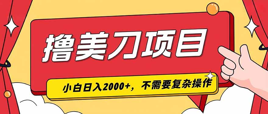 撸美刀，单日收入2000+，小白可做-沧海聊项目