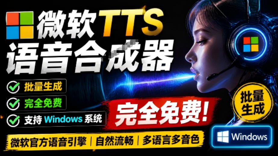 微软TTS免费语音配音生成器，完全免费，支持多语音、多音色选择，Windows系统专用TTS语音合成器-沧海聊项目
