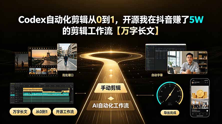 Codex自动化剪辑从0到1，开源我在抖音赚了5W 的剪辑工作流【万字长文】-沧海聊项目