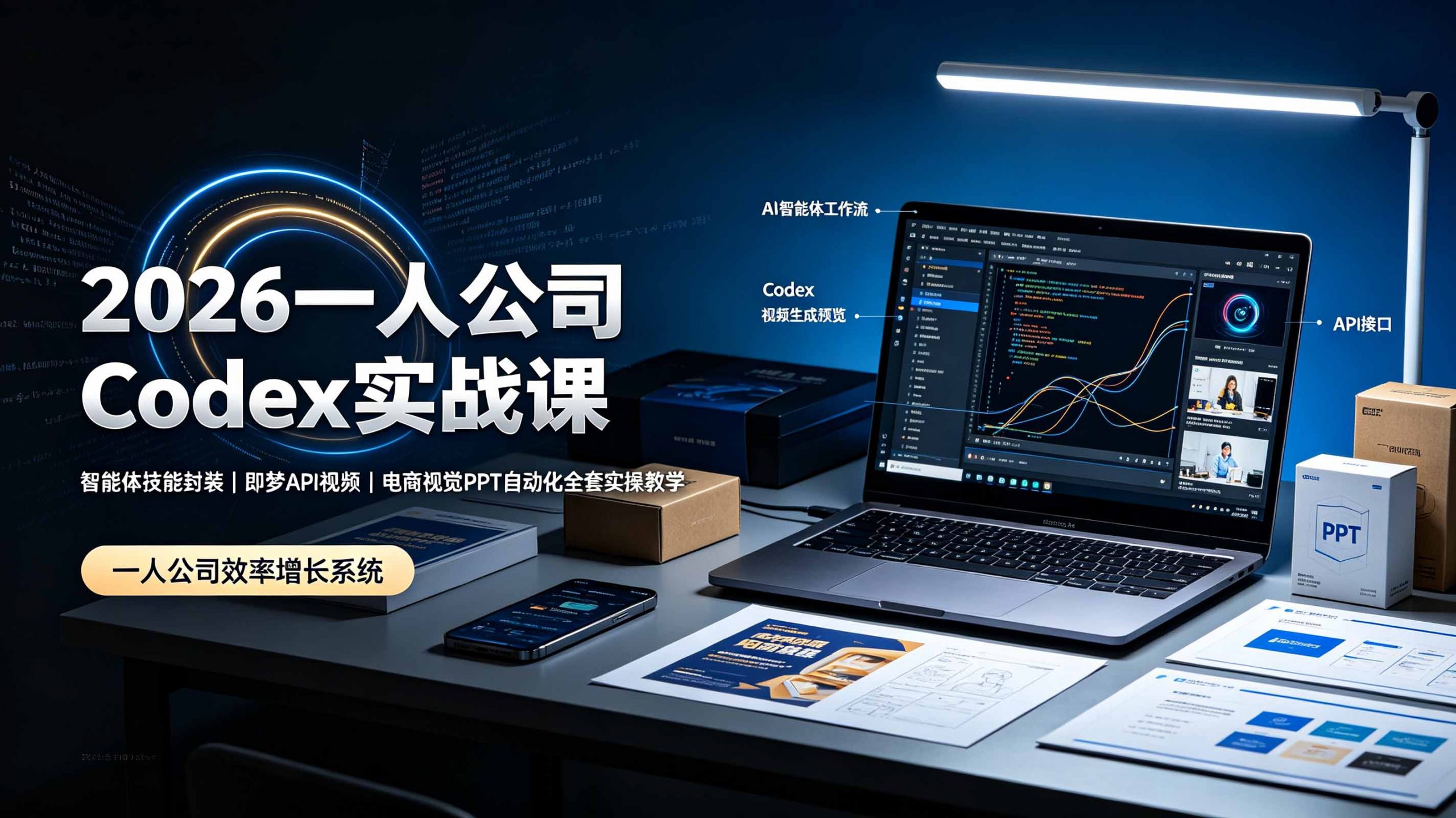 2026一人公司Codex实战课◆智能体技能封装｜即梦API视频｜电商视觉PPT自动化全套实操教学-沧海聊项目