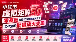 小红书虚拟矩阵5.0重磅技术，零基础也能吃透整套矩阵玩法，工作室可批量放大变现-沧海聊项目