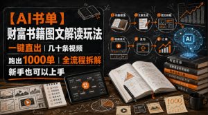 【AI书单】财富书籍图文解读玩法，一键直出，几十条视频，跑出1000单，全流程拆解，新手也可以上手-沧海聊项目