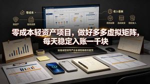 零成本轻资产项目，做好多多虚拟矩阵，每天稳定入账一千块-沧海聊项目
