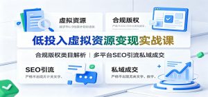 低投入虚拟资源变现实战课:合规版权类目解析,多平台SEO引流私域成交-沧海聊项目